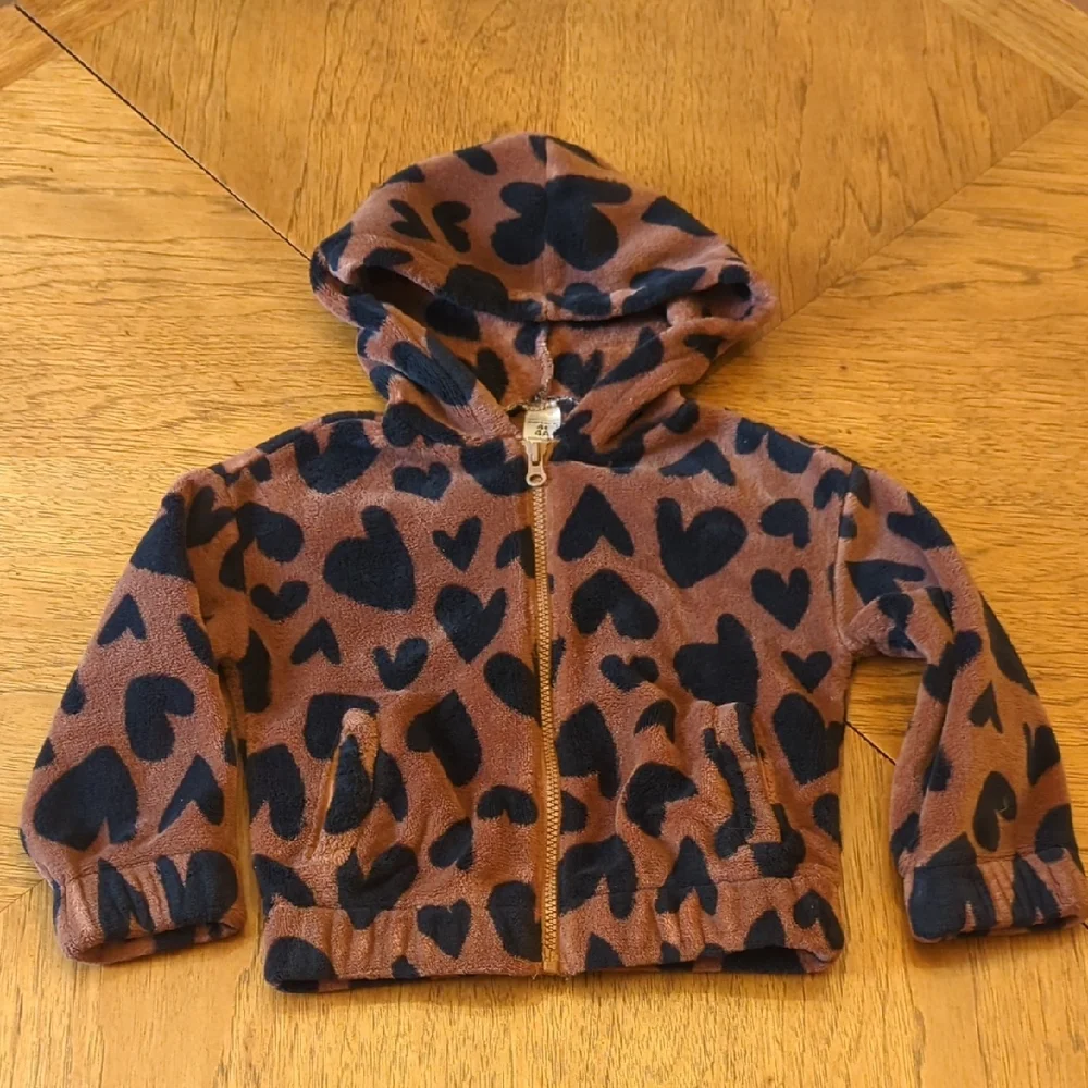 Carter's Brown Fleece Hoodie with Black Heart Print